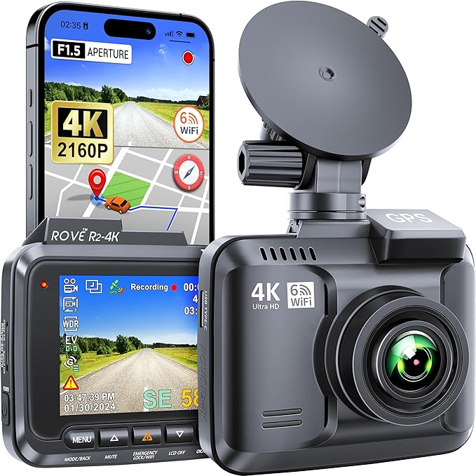 ROVE R2-4K Dash Cam Built-in WiFi 6 GPS Car Dashboard Camera Recorder by ROVE