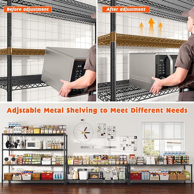 REIBII 60" W Storage Shelves 2878LBS Wire Shelving Unit - Image 6
