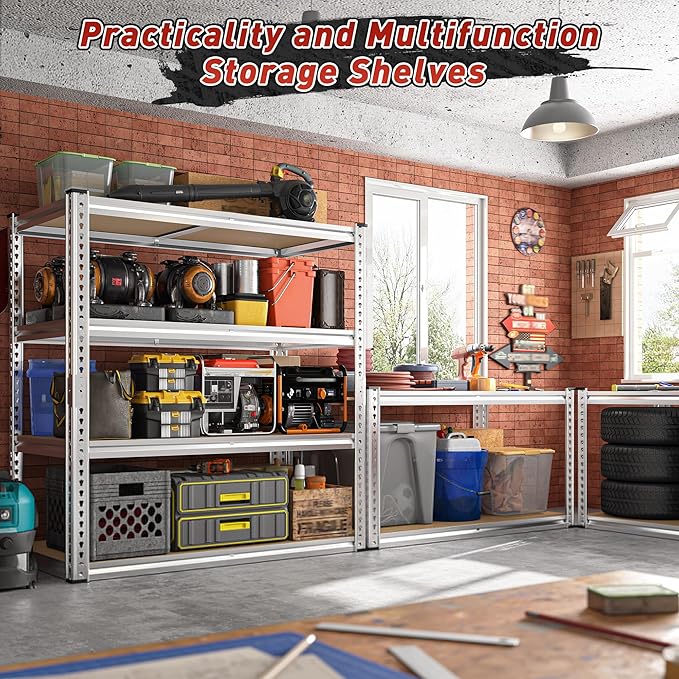 REIBII 40" W Garage Shelving 2000LBS Storage Shelves Adjustable Metal Shelving - Image 2