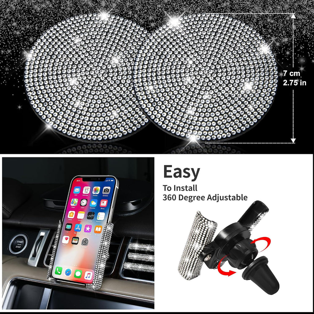 car pass 23 pcs bling diamond car accessories showing dimensions
