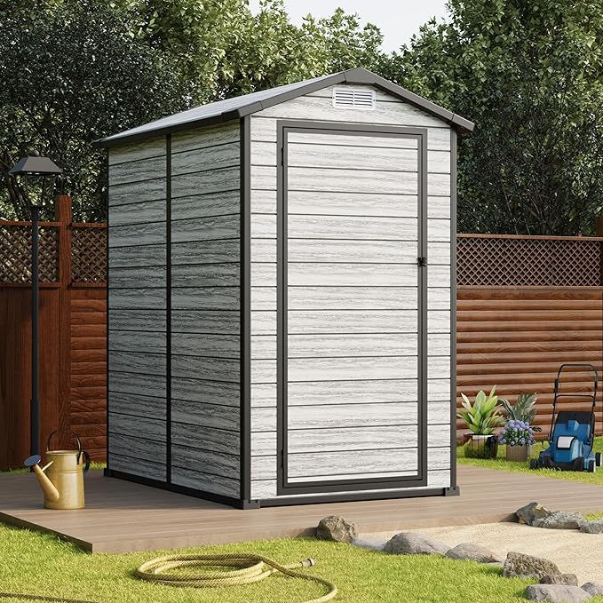 All-Weather Plastic Shed with Window, Outdoor Resin Garden Shed with Lockable - Image 8