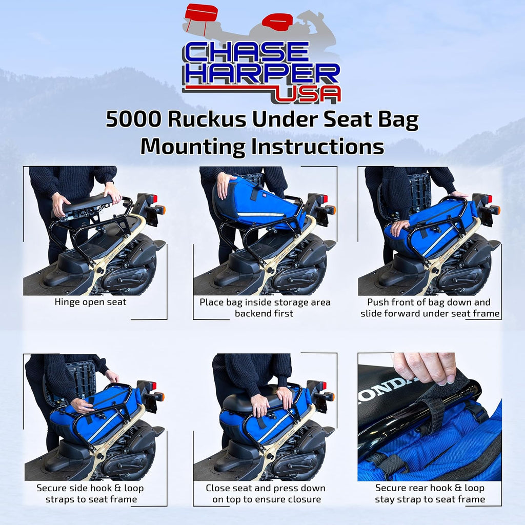 Chase Harper USA - Ruckus 5000 Under The Seat Bag - Compatible with All Ruckus Model Years With Stock Frame - Water and Tear-Resistant, Industrial Grade Ballistic Nylon – Black