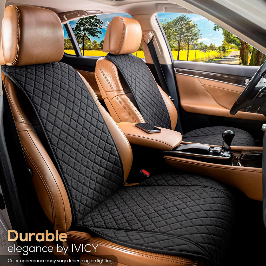 ivicy faux linen front car seat cover, seat, front angle view