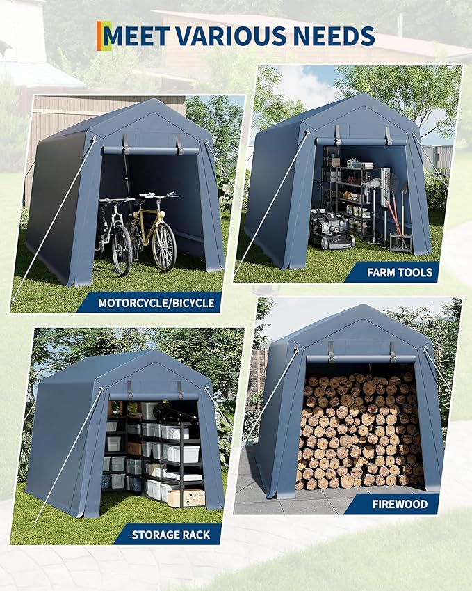 10x10FT Outdoor Storage Shed, Portable Carport - Image 6