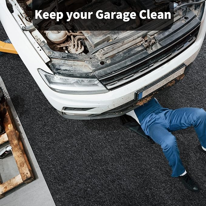 HOMBYS Garage Floor Mats for Under Car, Dark Grey Garage Flooring Rug, - Image 4