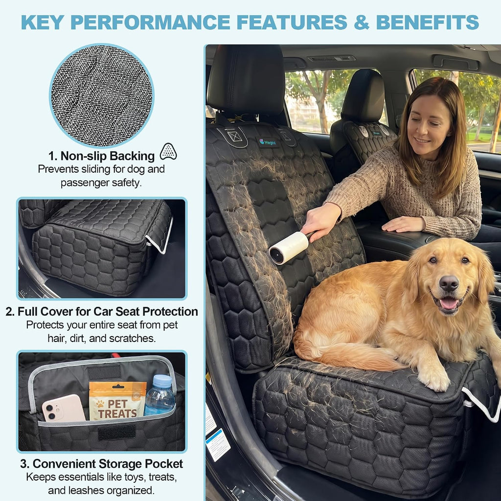 meginc 2-pack front seat covers for dogs, waterproof, side view
