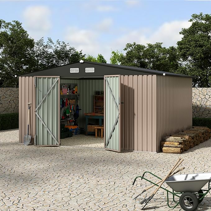 10x12 FT Metal Storage Sheds Outdoor, Metal Yard Sheds Garden Shed Kit - Image 9