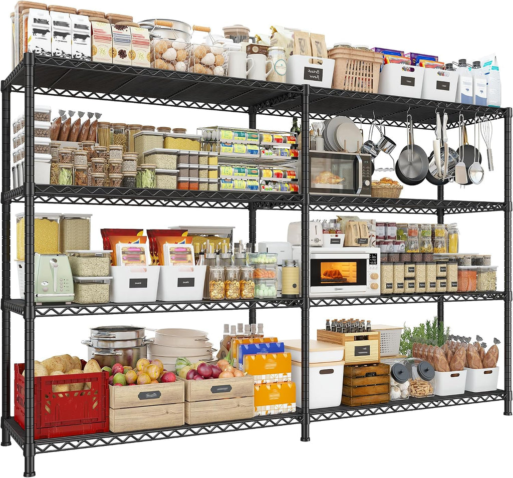 REIBII 72.8" W Storage Shelves Load 1500LBS, 4 Tier Metal Shelving Unit Wire
