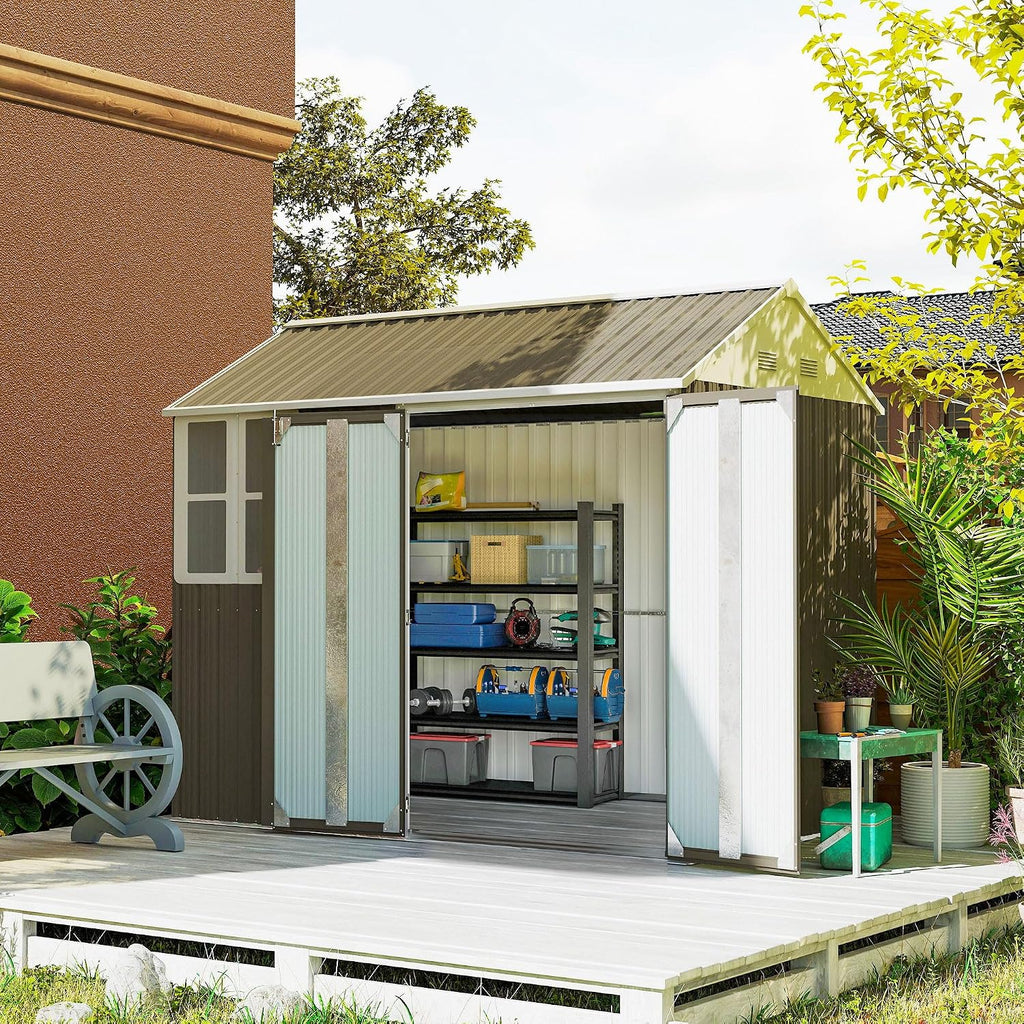 Outsunny 8' x 5.5' Outdoor Storage Shed, Metal Garden Shed