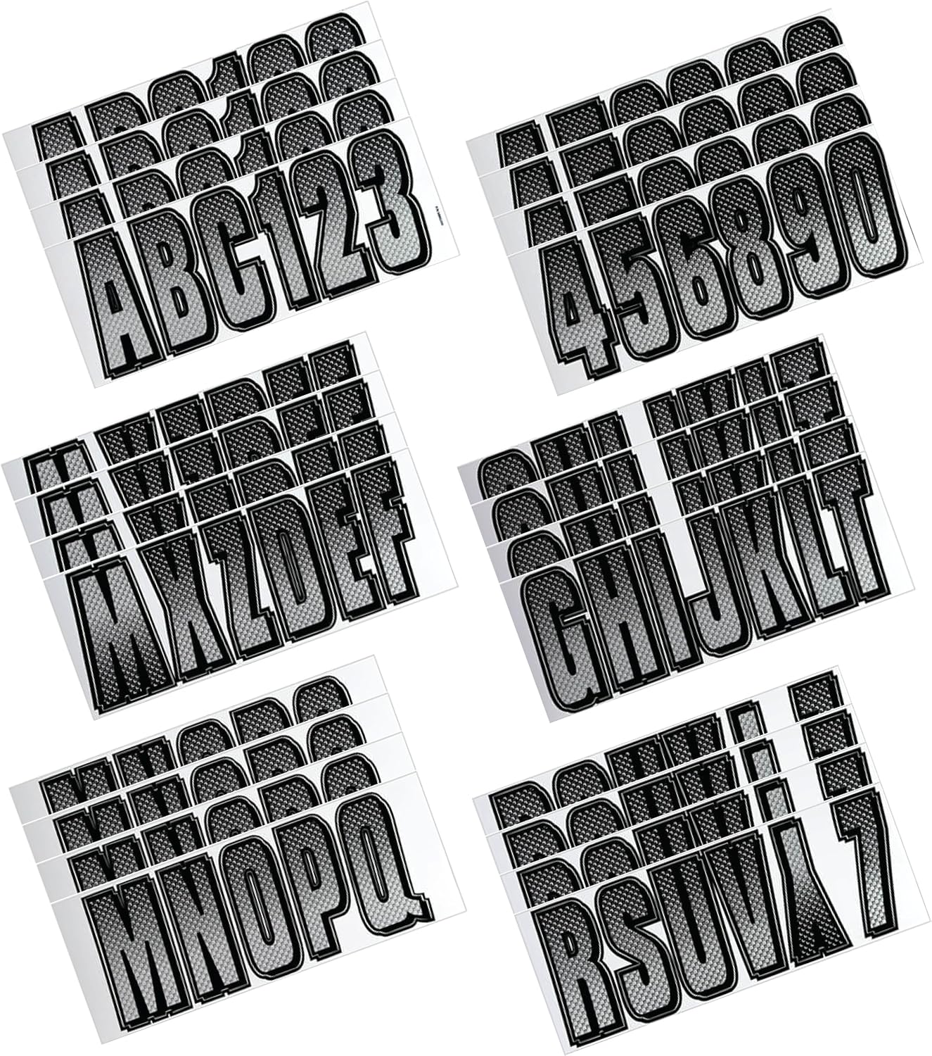 Hardline Products USA Series 300 Boat Registration Numbers & Letters Kit, 3-Inch, Silver/Black Carbon Fiber Style, USCG Compliant Marine Vinyl Decals for Hulls, Jet Skis & PWCs
