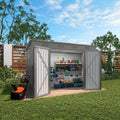 4 * 9.2 * 6 FT Outdoor Storage Shed, Galvanized Steel Garden Shed