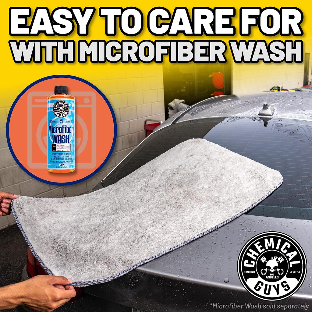 Chemical Guys Woolly Mammoth Large Microfiber Drying Towel - 36 x 25 Inch Gray, Ultra Plush Super Absorbent Car Drying Towel for Cars, Trucks, SUVs, Motorcycles, RVs, and Auto Detailing