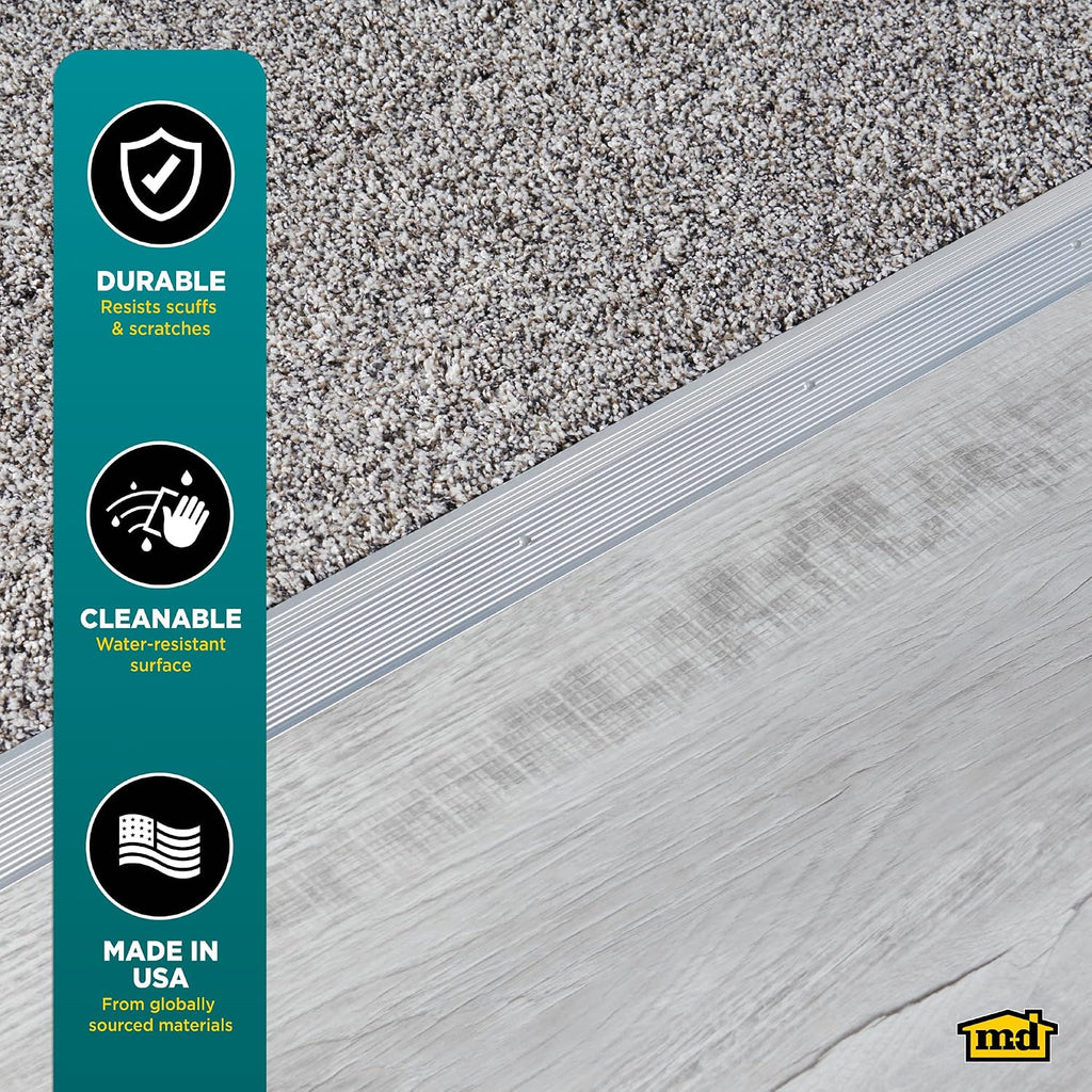 M-D Building Products 78212 Extra Wide Fluted 2-Inch by 36-Inch Carpet Trim, Silver