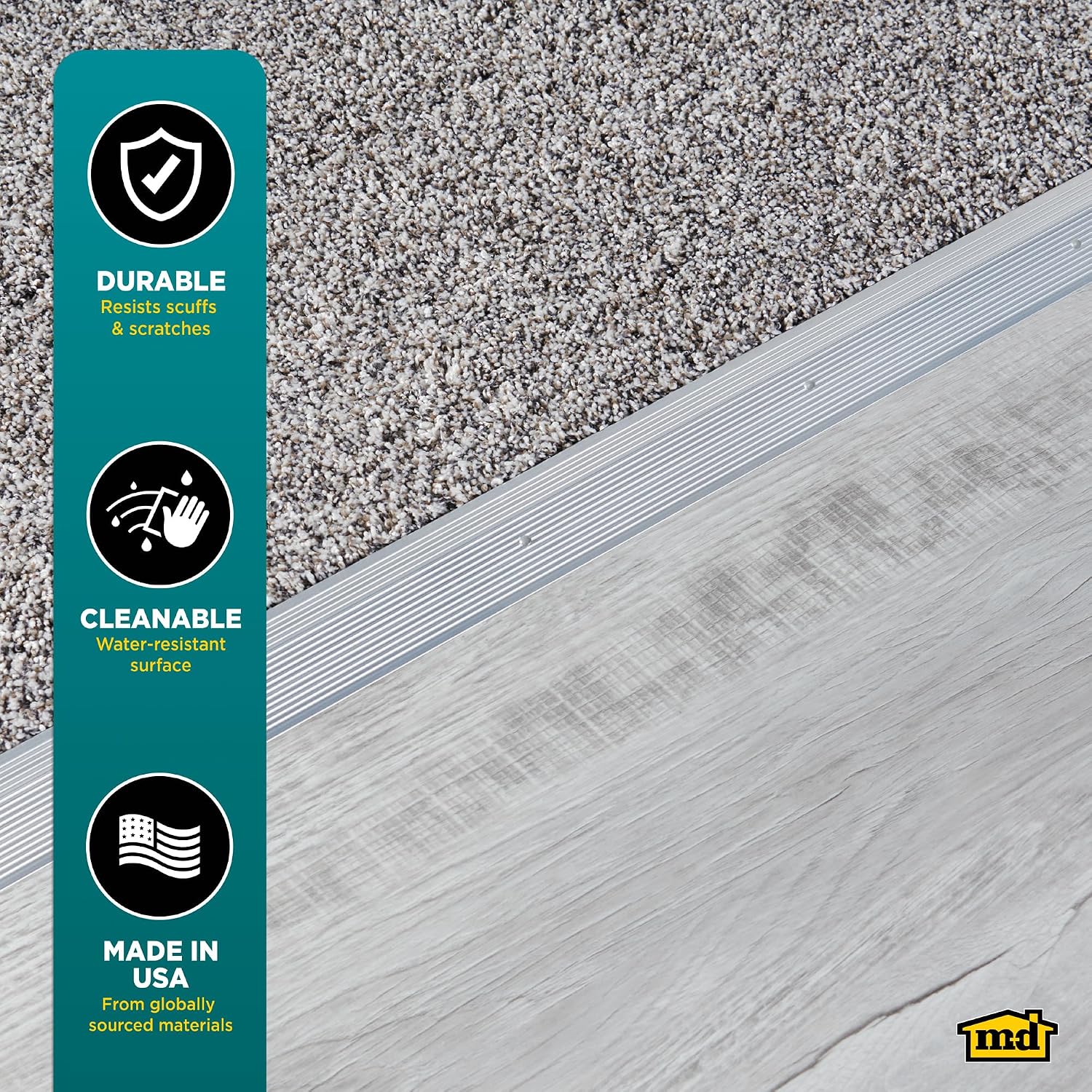 M-D Building Products 78212 Extra Wide Fluted 2-Inch by 36-Inch Carpet Trim, Silver