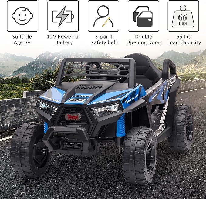 TOBBI 12V Kids Ride on Car, Electric Off-Road UTV Truck - Image 5