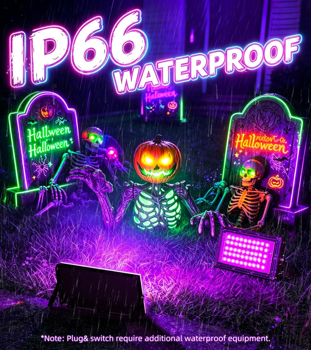 TigQiang 50w 4 Pack Black Light, Halloween Blacklight, Glow Party Supplies