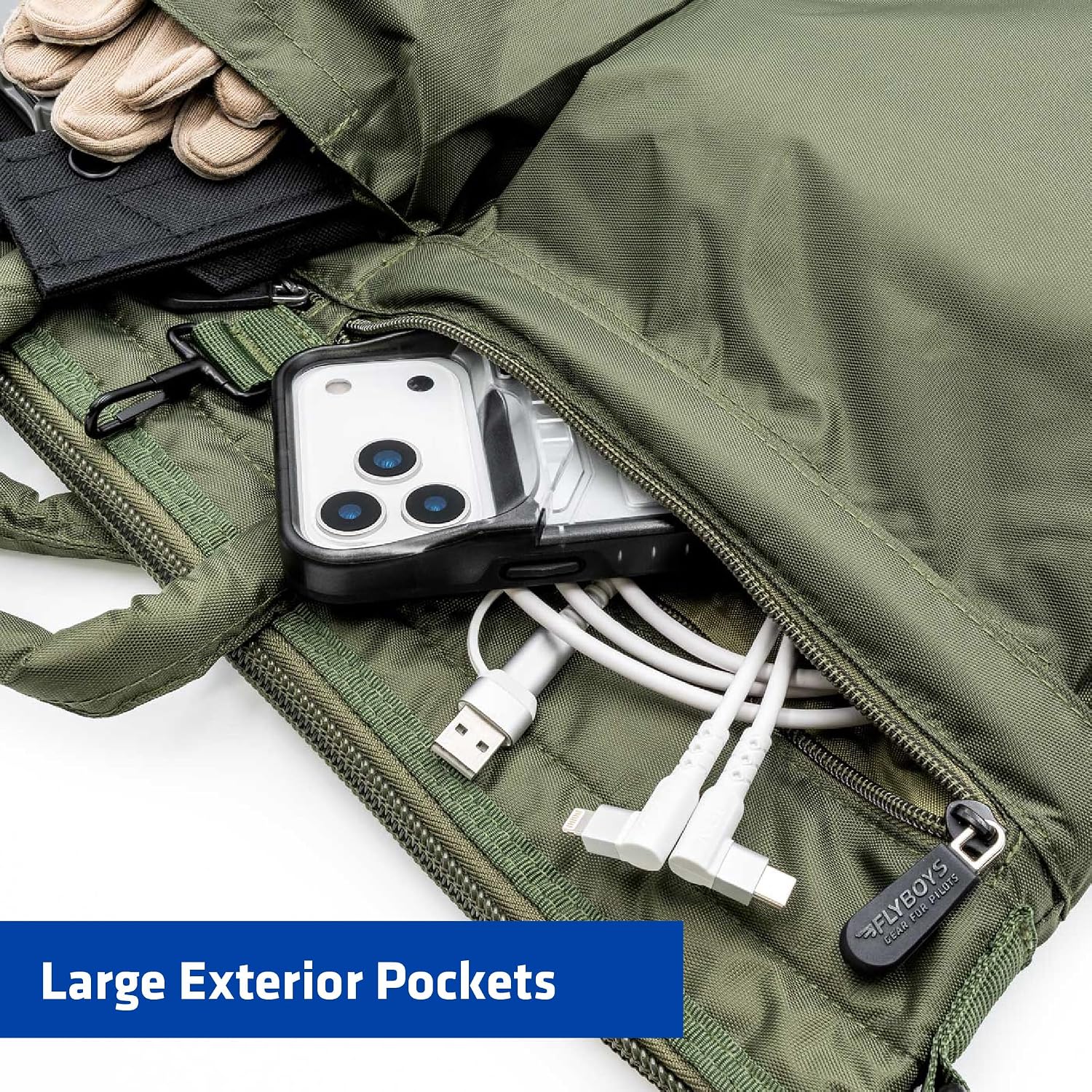 FlyBoys - Jumbo Helmet Bag - Ultra-Durable - Maximum Protection - Shock Absorption - Water Resistant - 7 Storage Pockets - Padded Handles - FOD Prevention - Green