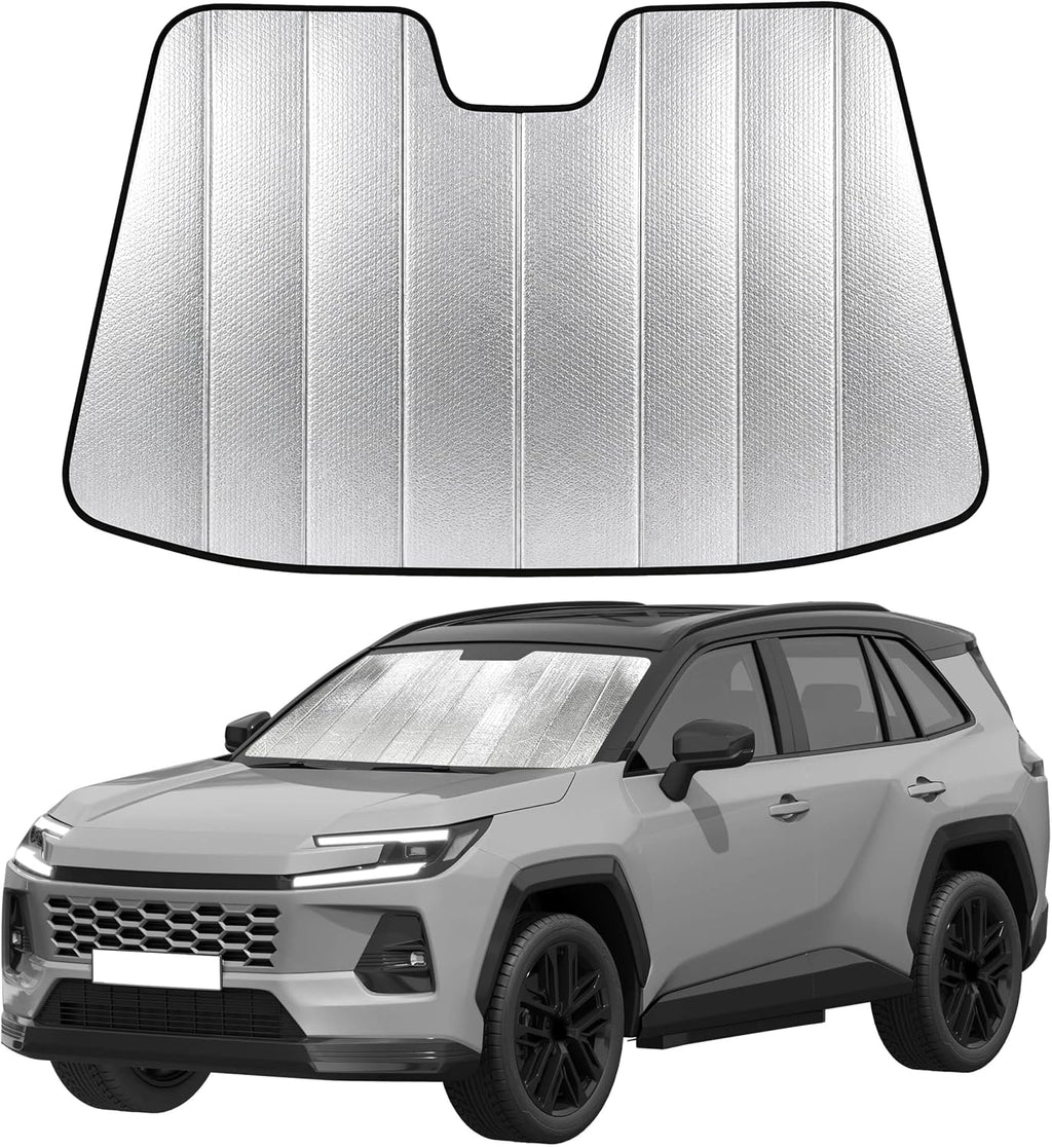 EcoNour Accordion Foldable Windshield Sun Shade Fit for Toyota RAV4 2019-2024 2025 2026 Sunshade, Front Car Window Shades Sun Visor, Blocks UV Rays & Heat, Car Accessories