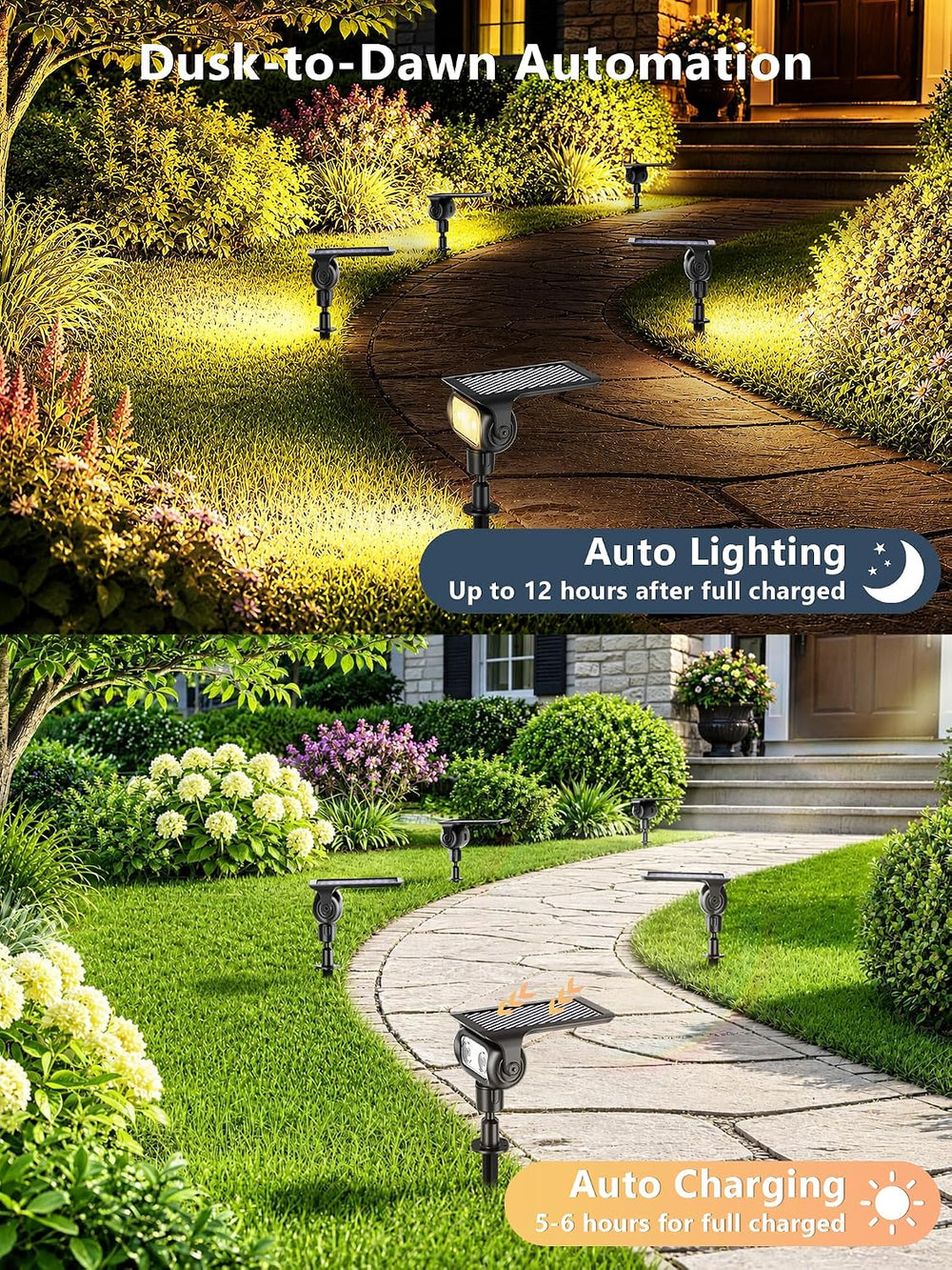 ODEETRONIC Smart Solar Spot Lights Halloween, Outdoor Yard RGBCW Spotlight