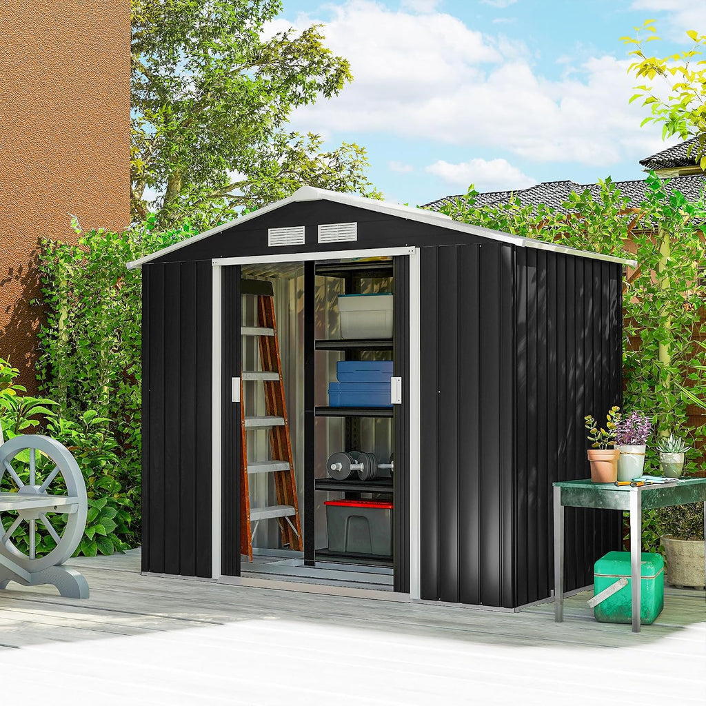 Outsunny 7' x 4' Outdoor Storage Shed, Garden Tool Metal Shed