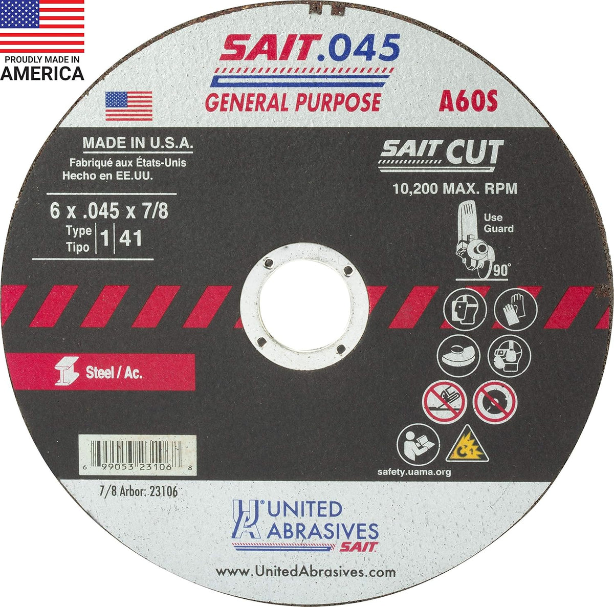 united abrasives-sait 23106 a60s general purpose cut-off wheels shown in use