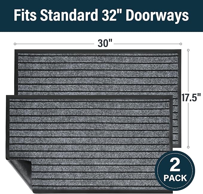 LotFancy 30" x 17" Set of 2 Front Door Mat - Image 2