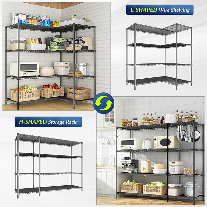 52.36''W Storage Shelves Metal Shelving Unit Load 1120LBS 4 Tier Wire Shelving - Image 4