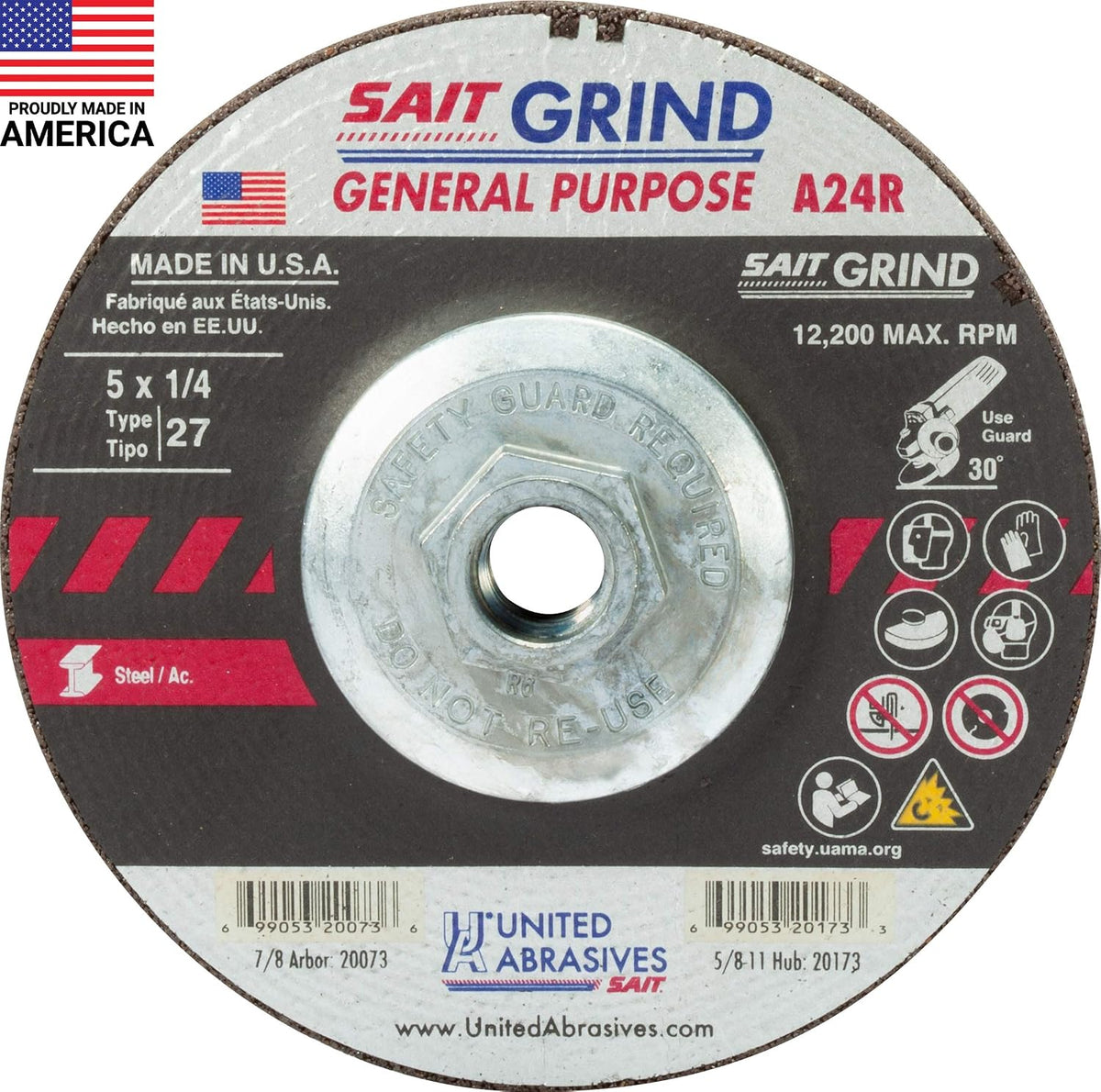 united abrasives-sait 20173 a24r general purpose/long life grinding, main product view