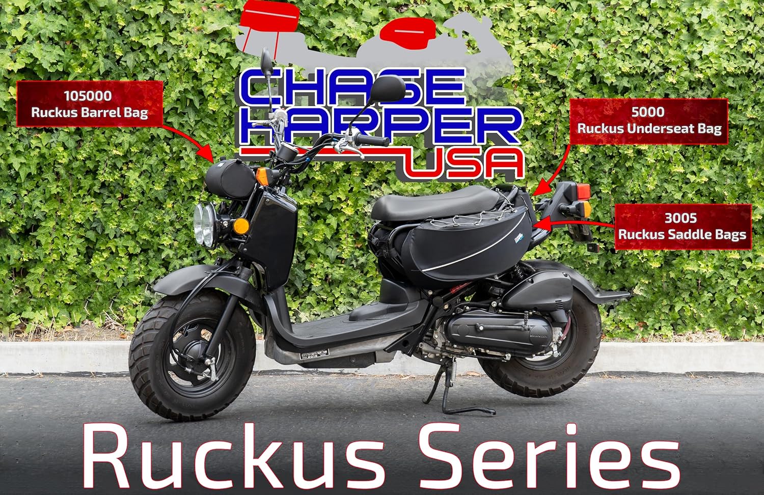 Chase Harper USA - Ruckus 5000 Under The Seat Bag - Compatible with All Ruckus Model Years With Stock Frame - Water and Tear-Resistant, Industrial Grade Ballistic Nylon – Black