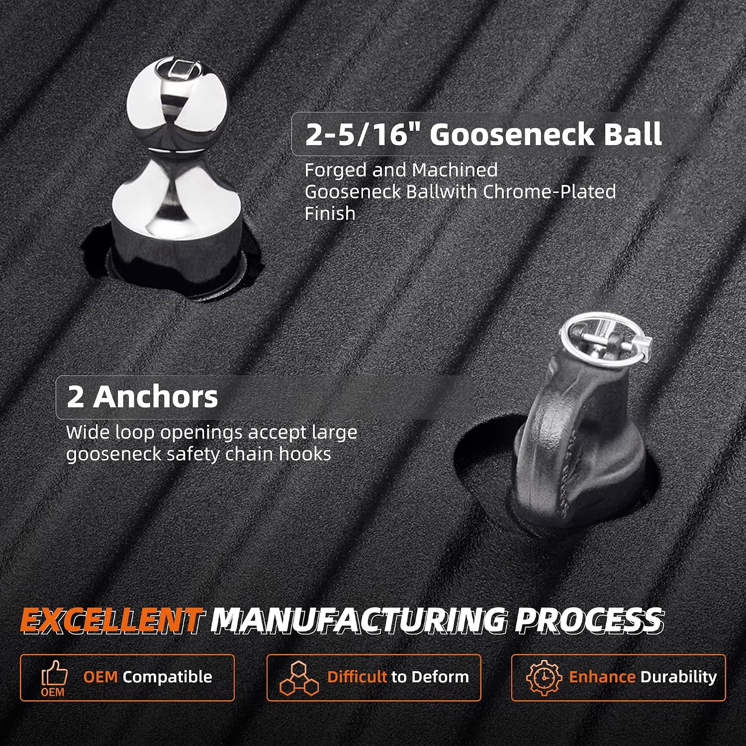 60692 Gooseneck Hitch Kit, 2-5/16 Gooesneck Ball Fits Ford 2013-2026 Ford F250 F350 F450, 2016-2026 Chevrolet Silverado, GMC Sierra & Titan XD，30000 lbs GTW/ 7500 lbs VTW，2 Safety Chain