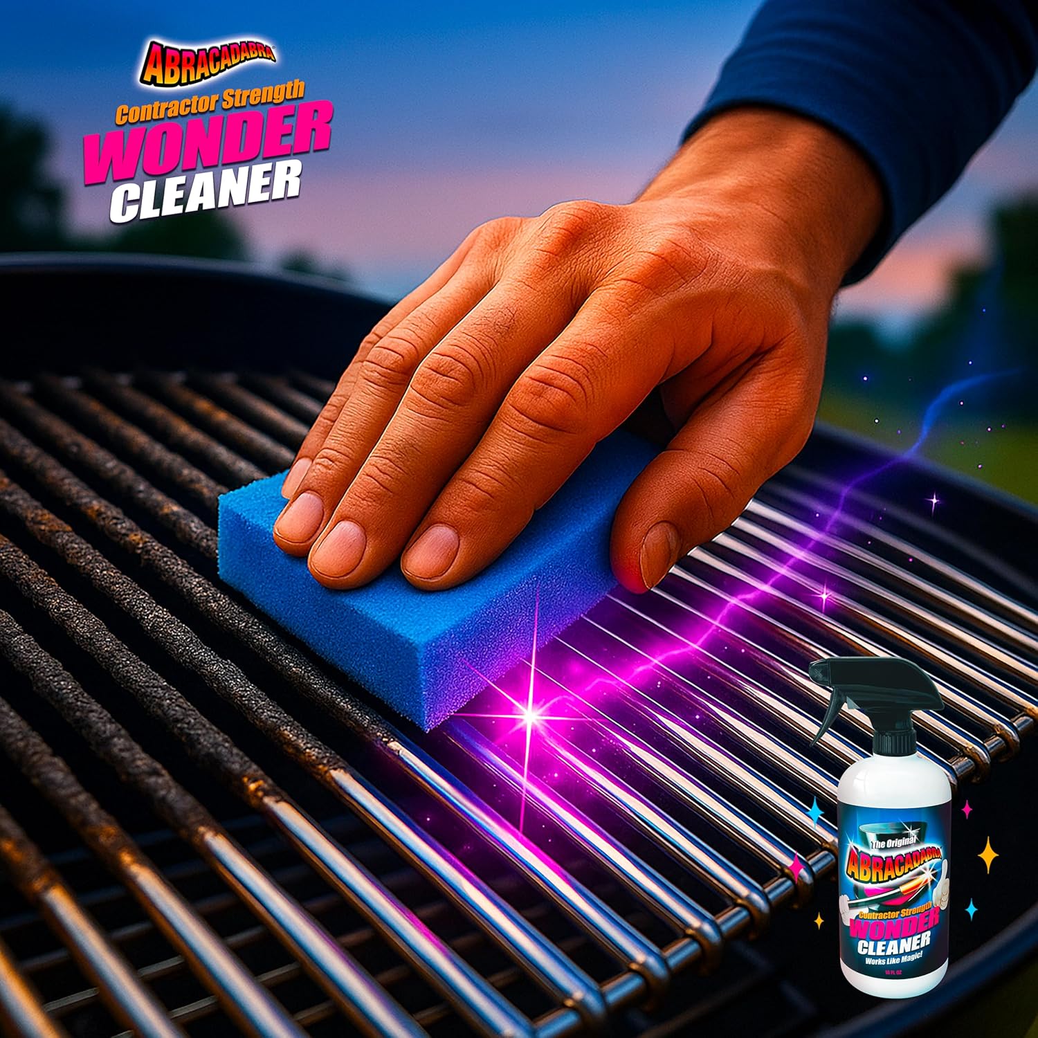 Abracadabra® Wonder Cleaner Spray 16 oz - As Seen on TV Contractor Strength Adhesive, Tar, Gum, Sap & Sticker Remover - Citrus Cleaner for Cars, Garage Floors, Concrete, Tile, Metal & Wood