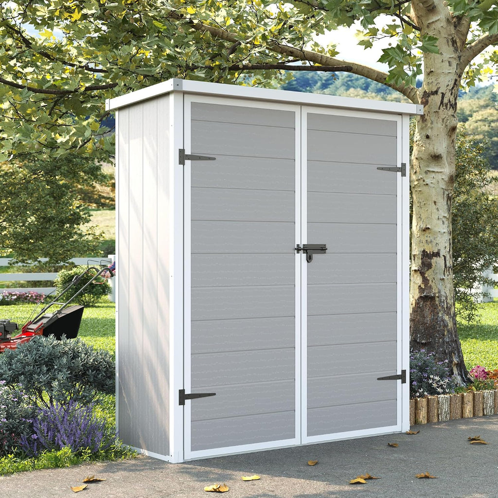 udpatio vertical storage shed,51 cu.ft resin outdoor cabinet,grey, main product view