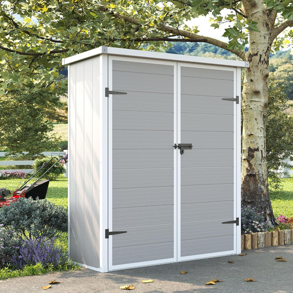 udpatio vertical storage shed,51 cu.ft resin outdoor cabinet,grey, main product view
