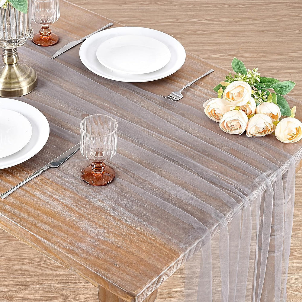 Grey Tulle Table Runner 120inch Fabric Seasonal Halloween Kitchen Desktop
