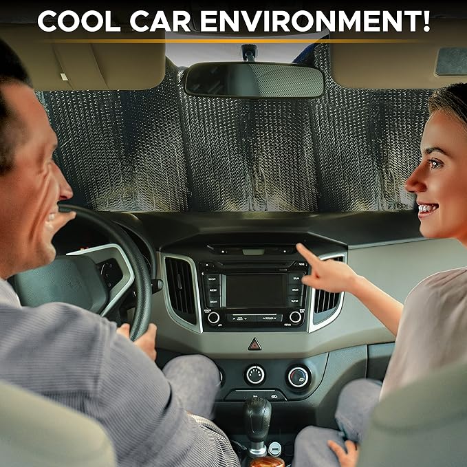 EcoNour Accordion Car Windshield Sun Shade | Foldable Car Window Shades - Image 2