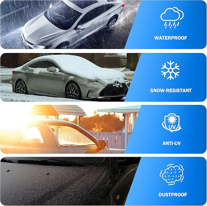 Car Cover Waterproof All Weather Outdoor Windproof Dustproof UV Protection Fit - Image 6