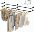 industrial pipe clothes rack with 3 s-shaped hooks, main product view