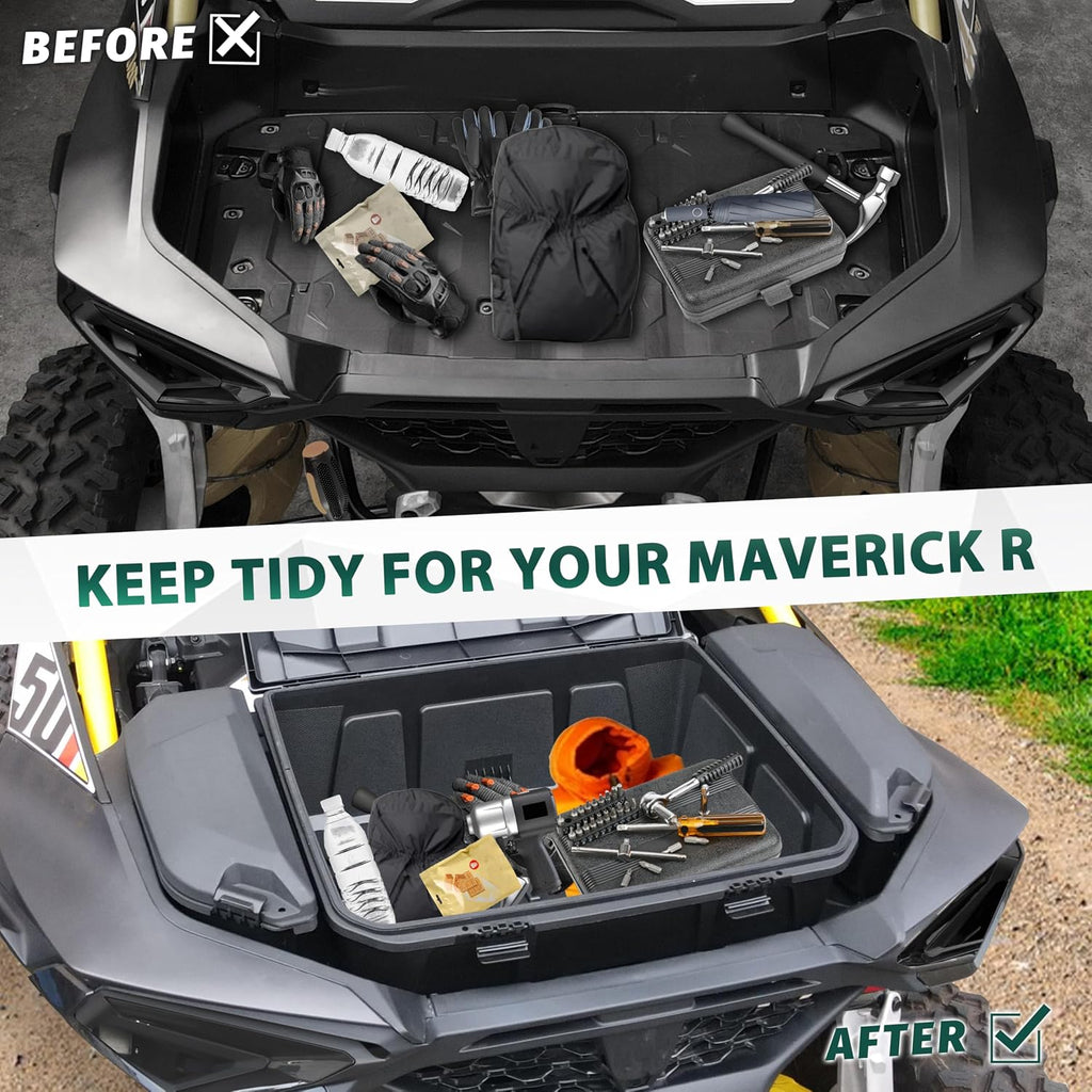 96L Rear Cargo Box for Can-Am Maverick R, Waterproof LinQ Poly Cargo Bed Storage Box Large Tool Bin Organizer for Can Am Maverick R X RS 2024+ Accessories, Replace #715007182