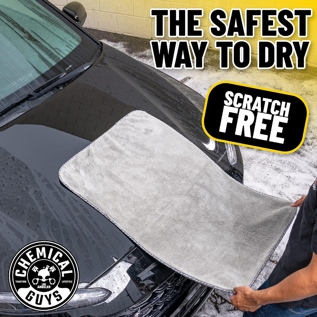 Chemical Guys Woolly Mammoth Large Microfiber Drying Towel - 36 x 25 Inch Gray, Ultra Plush Super Absorbent Car Drying Towel for Cars, Trucks, SUVs, Motorcycles, RVs, and Auto Detailing