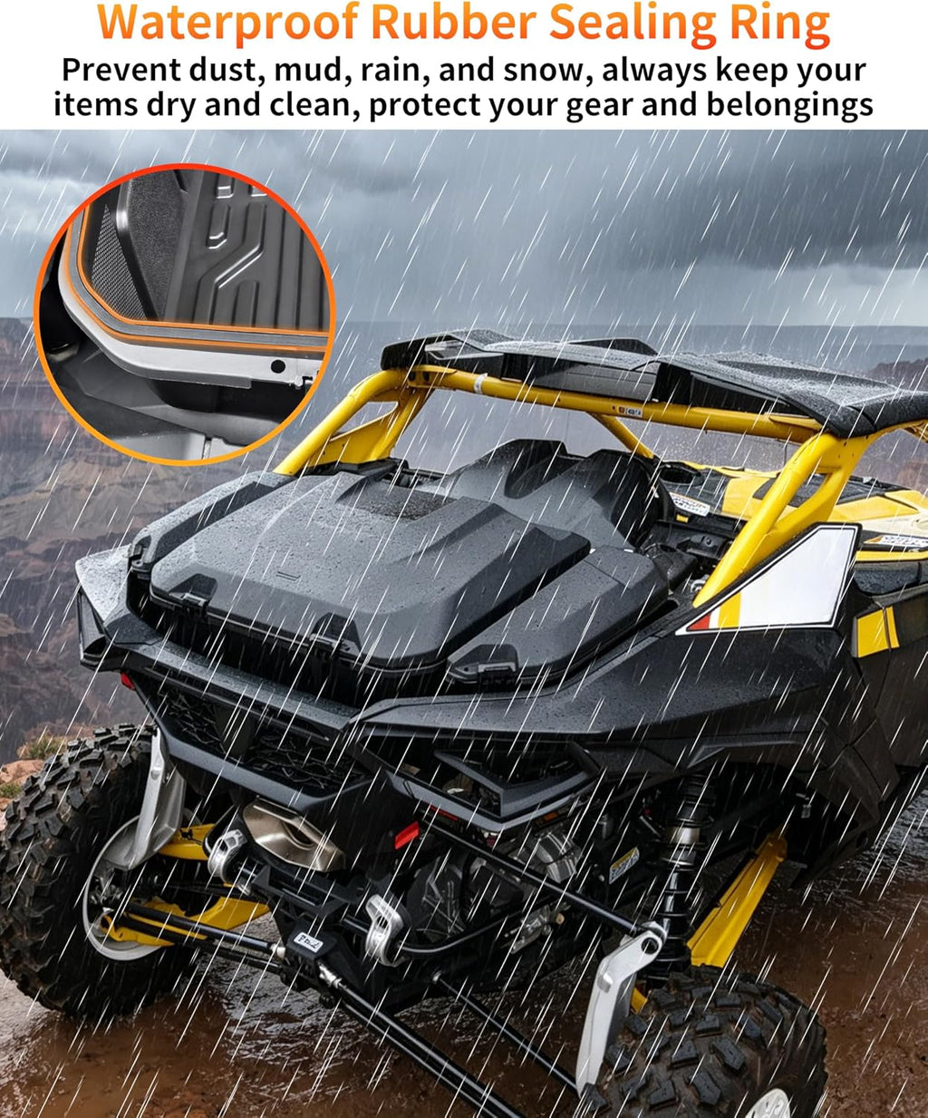 96L Rear Cargo Box & 13.5L Side Storage Boxes for Can Am Maverick R MAX X RS 2024+ Accessories, Water Resistant Cargo Storage Bin Tool Box(3PCS, Direct Replace OEM #715007182/715007372)