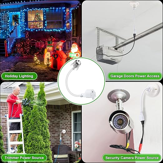 Feekoon 1 Pack 3 Outlet Light Socket Adapter, Convert E26/E27 Bulb Socket to 3 - Image 7