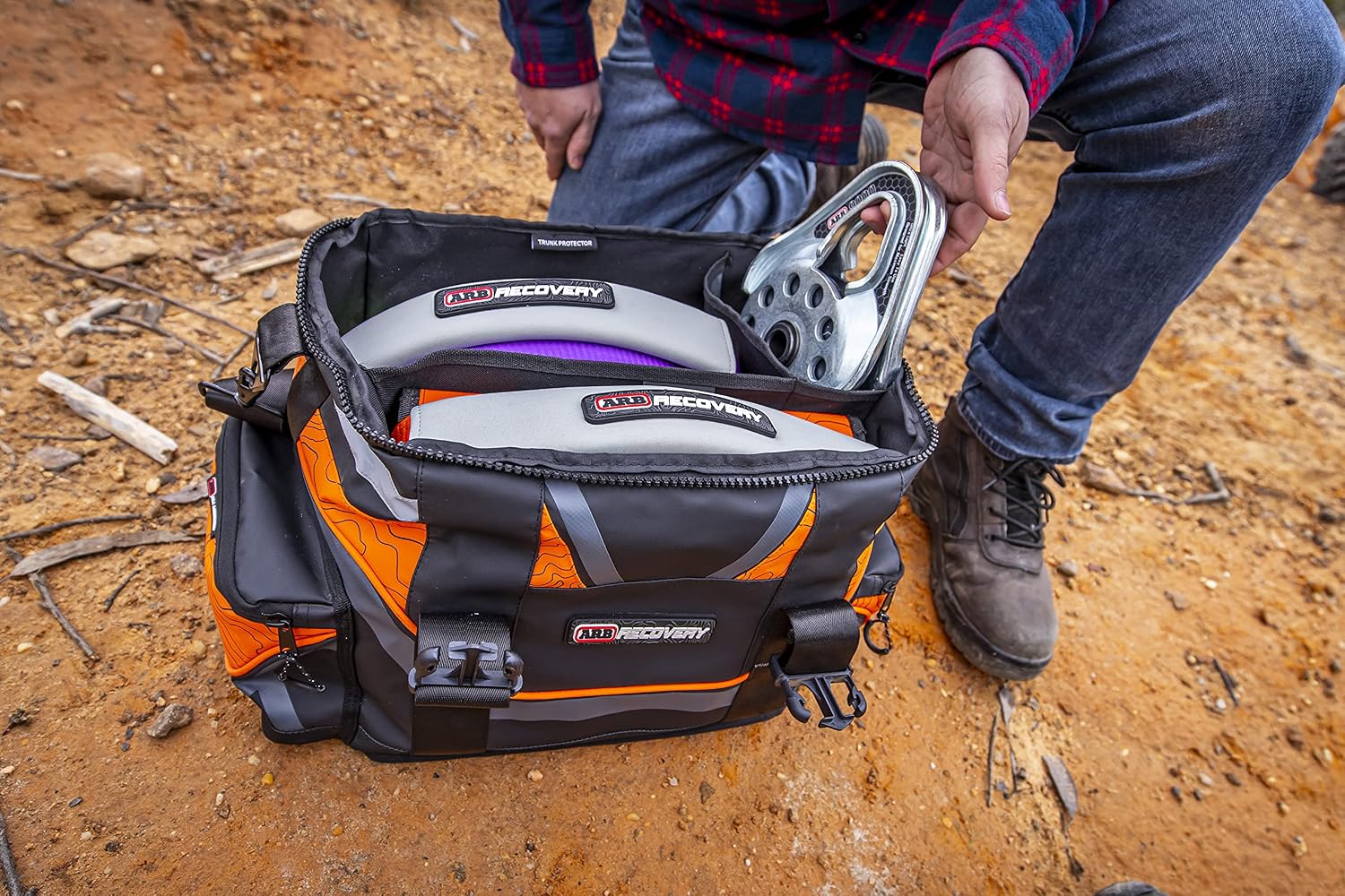 ARB ARB501A Orange and Black Updated Large Recovery Equipment Bag, Biggest Size, Fits Three Straps, Pulley, Damper, Gloves and Two Shackles