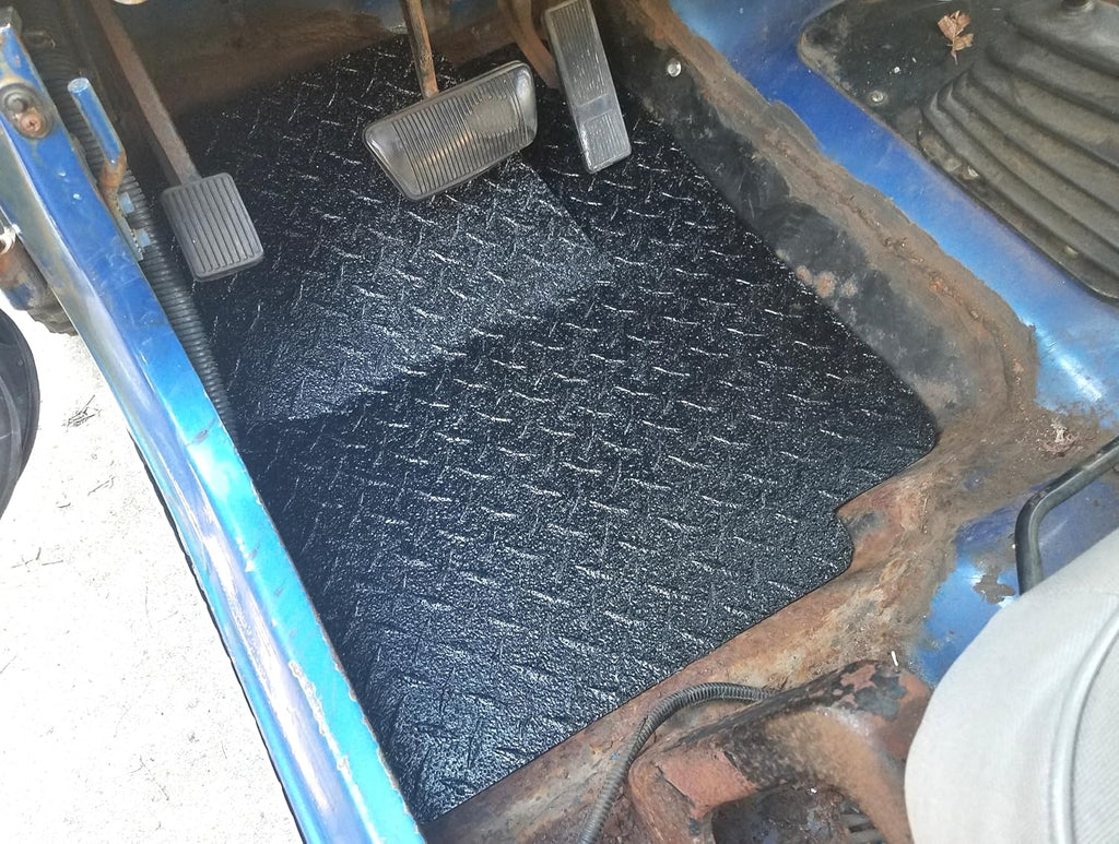 Fits Jeep Wrangler YJ Black Bedliner Aluminum Diamond Plate Front Floor Cover 1987-1995