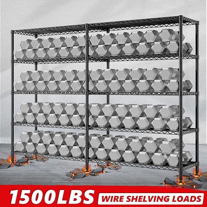 REIBII 1500LBS Storage Shelves Metal Shelving Unit 61.7''W Wire Shelving - Image 4