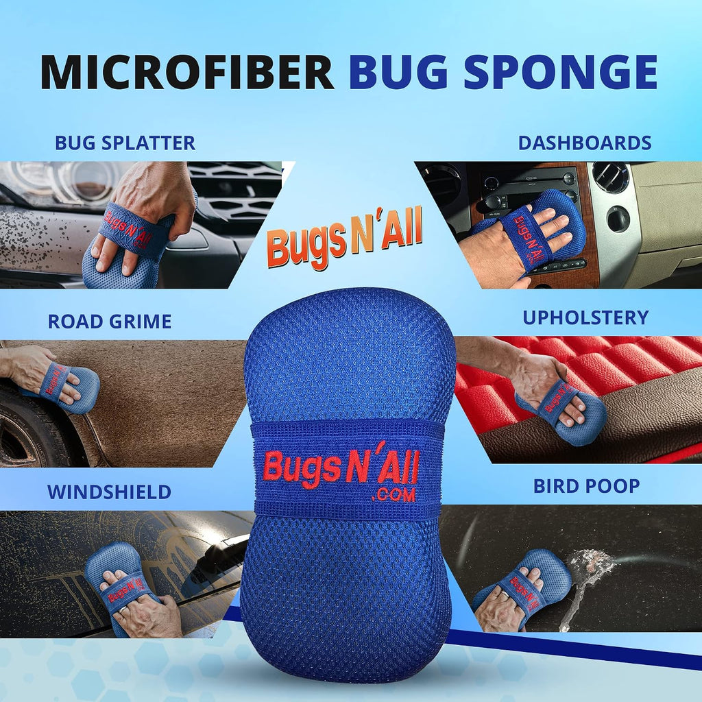 Bugs N' All Multi Surface Cleaner Spray Concentrate 1 Gal. w/Empty Cleaning Spray Bottle 32 oz. & Bug Sponge for Car Washing - Mutli-Vehicle Cleaning - Bug & Tar Remover for all Vehicles