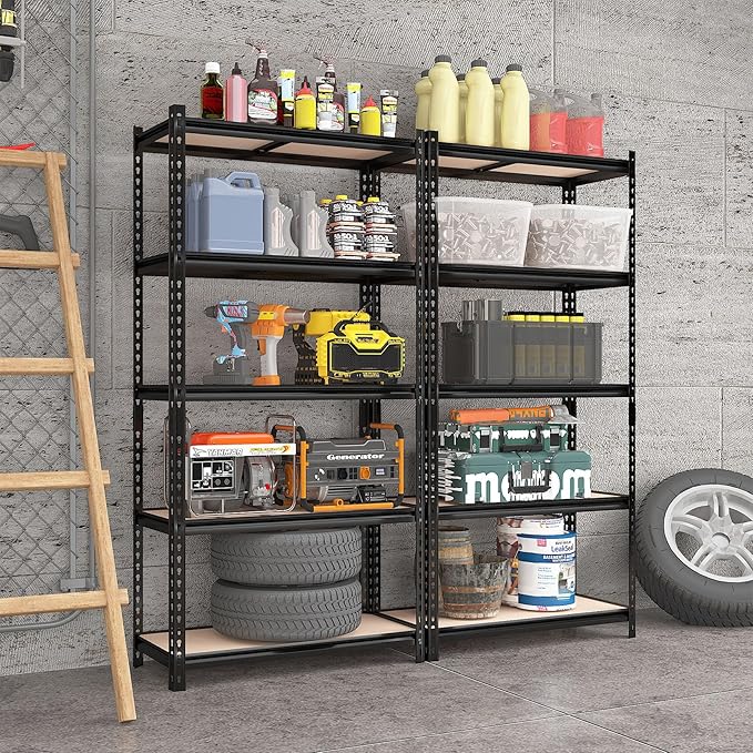 72" H Metal Storage Shelves 1500LBS Heavy Duty, 5 Tier Garage Shelving Unit - Image 2