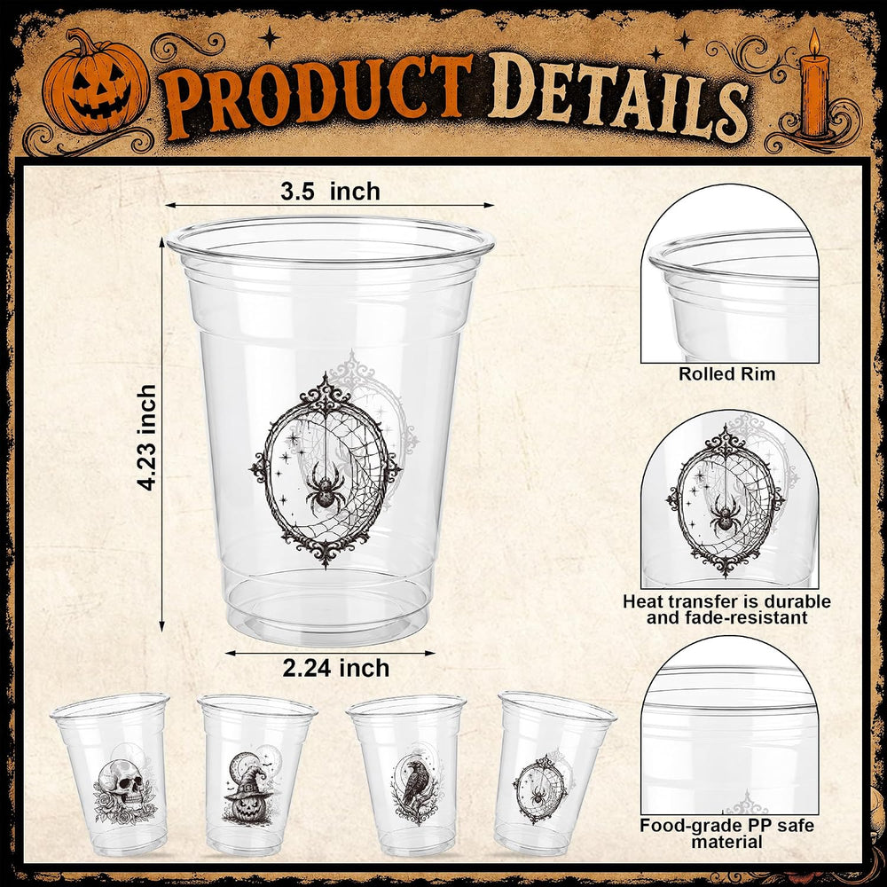 SiliFine 100 Pcs 12 oz Halloween Plastic Cups, Halloween Party Supplies