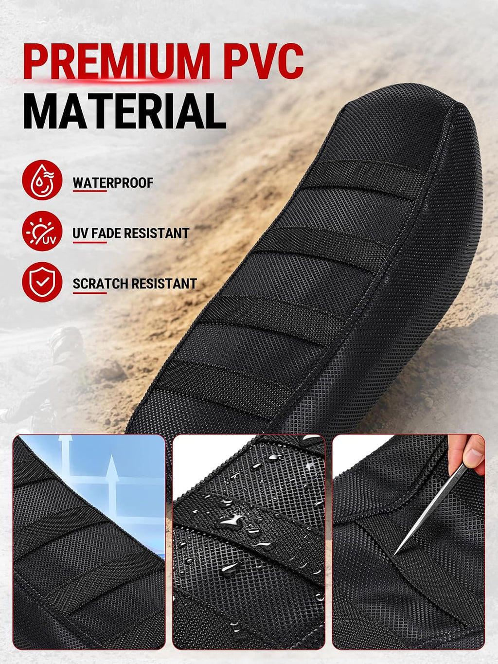 Electric Dirt Bike Seat Cover for Surron Light Bee,Non-Slip Motorcycle Cushion Cover for Sur Ron Light Bee X and S/X160/X260-Black