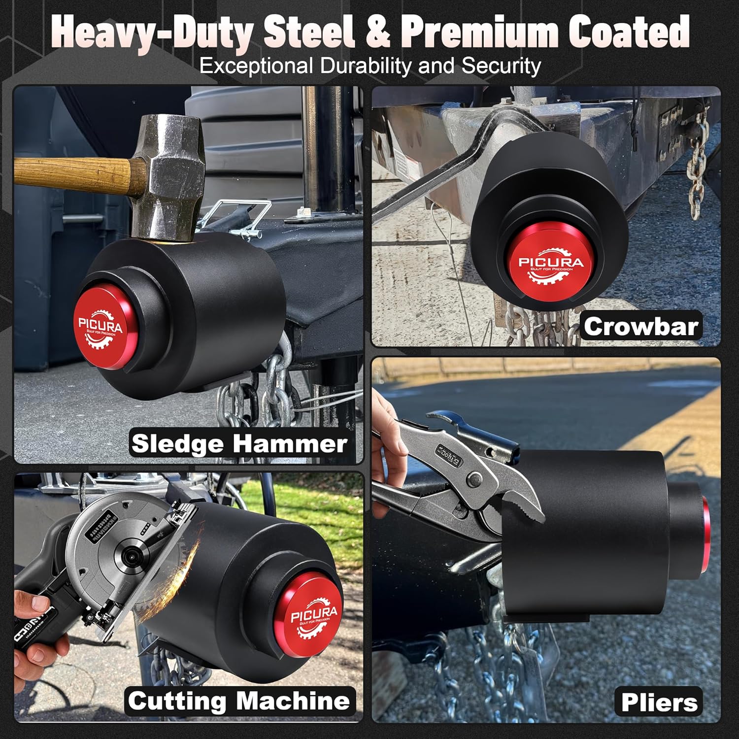 2026 Upgraded Trailer Lock Fits 2-5/16 Inch Coupler, Heavy Duty Trailer Hitch Locks, Anti-Theft Trailer Coupler Lock for RV/Trailer/Cargo/Boat/Camper/Pickup(Red)