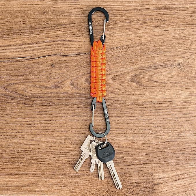 BRAVESHINE Paracord Keychain Carabiner Clip, D Ring Lanyard Hanger Stroller Hook - Image 5